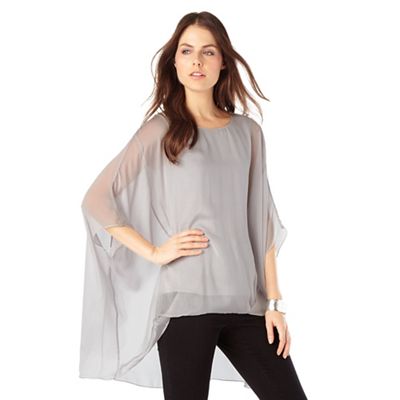 Phase Eight Silver Layla Oversized Silk Blouse